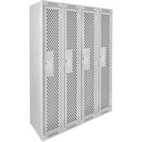 Anthony Steel Mfg. CL-S-4-121272-PERF_A124 Clean Line Lockers, Bank of 4, 48" x 12" x 72", Steel, Grey, Rivet (Assembled), Perforated