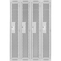 Anthony Steel Mfg. CL-S-4-121272-PERF_A124 Clean Line Lockers, Bank of 4, 48" x 12" x 72", Steel, Grey, Rivet (Assembled), Perforated
