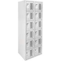 Anthony Steel Mfg. CL-L-2-121572-PERF_A124 Petit casier perfor&eacute; Clean-Line, 6 niveaux, Bloc de 2, 15" x 72" x 12", Acier
