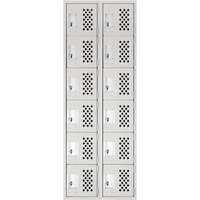 Anthony Steel Mfg. CL-L-2-121572-PERF_A124 Petit casier perfor&eacute; Clean-Line, 6 niveaux, Bloc de 2, 15" x 72" x 12", Acier