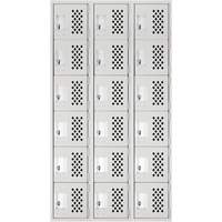 Anthony Steel Mfg. CL-L-3-121872-PERF_A124 Clean Line Lockerettes, 6 -tier, Bank of 3, 18" x 72" x 12", Steel