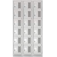Anthony Steel Mfg. CLL3-121872-RB-PER_A124 Petits casiers &eacute;conomiques assembl&eacute;s et perfor&eacute;s Clean Line, 6 niveaux, Bloc de 3, 18" x 72" x 12", Acier