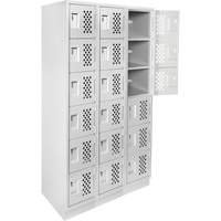 Anthony Steel Mfg. CLL3-121872-RB-PER_A124 Petits casiers &eacute;conomiques assembl&eacute;s et perfor&eacute;s Clean Line, 6 niveaux, Bloc de 3, 18" x 72" x 12", Acier