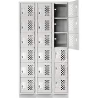 Anthony Steel Mfg. CLL3-121872-RB-PER_A124 Petits casiers &eacute;conomiques assembl&eacute;s et perfor&eacute;s Clean Line, 6 niveaux, Bloc de 3, 18" x 72" x 12", Acier