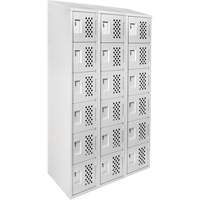 Anthony Steel Mfg. CLL3-121872-ST-PER_A124 Petits casiers &eacute;conomiques assembl&eacute;s et perfor&eacute;s Clean Line, 6 niveaux, Bloc de 3, 18" x 72" x 12", Acier