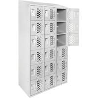 Anthony Steel Mfg. CLL3-121872-ST-PER_A124 Petits casiers &eacute;conomiques assembl&eacute;s et perfor&eacute;s Clean Line, 6 niveaux, Bloc de 3, 18" x 72" x 12", Acier