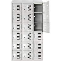 Anthony Steel Mfg. CLL3-121872-ST-PER_A124 Petits casiers &eacute;conomiques assembl&eacute;s et perfor&eacute;s Clean Line, 6 niveaux, Bloc de 3, 18" x 72" x 12", Acier
