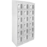 Anthony Steel Mfg. CLL3-121872RBST-PERA124 Assembled Lockerettes Clean Line Perforated Economy Lockers, 6 -tier, Bank of 3, 18" x 72" x 12", Steel