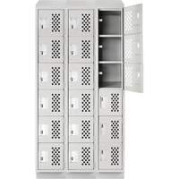 Anthony Steel Mfg. CLL3-121872RBST-PERA124 Assembled Lockerettes Clean Line Perforated Economy Lockers, 6 -tier, Bank of 3, 18" x 72" x 12", Steel