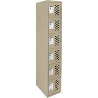 Anthony Steel Mfg. CL-L-1-121872-PERF_A123 Assembled Lockerettes Clean Line Perforated Economy Lockers, 6 -tier, 18" x 72" x 12", Steel