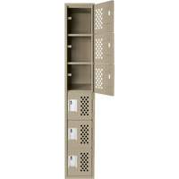 Anthony Steel Mfg. CL-L-1-121872-PERF_A123 Assembled Lockerettes Clean Line Perforated Economy Lockers, 6 -tier, 18" x 72" x 12", Steel