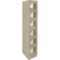 Anthony Steel Mfg. CLL1-121872-RB-PER_A123 Assembled Lockerettes Clean Line Perforated Economy Lockers, 6 -tier, 18" x 72" x 12", Steel