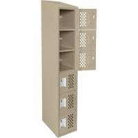 Anthony Steel Mfg. CLL1-121872-ST-PER_A123 Assembled Lockerettes Clean Line Perforated Economy Lockers, 6 -tier, 18" x 72" x 12", Steel