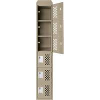 Anthony Steel Mfg. CLL1-121872-ST-PER_A123 Assembled Lockerettes Clean Line Perforated Economy Lockers, 6 -tier, 18" x 72" x 12", Steel