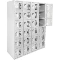 Anthony Steel Mfg. CL-L-4-121872-PERF_A124 Petits casiers Clean Line, 6 niveaux, Bloc de 4, 18" x 72" x 12", Acier