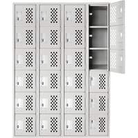 Anthony Steel Mfg. CL-L-4-121872-PERF_A124 Petits casiers Clean Line, 6 niveaux, Bloc de 4, 18" x 72" x 12", Acier