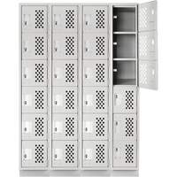 Anthony Steel Mfg. CLL4-121872-RB-PERF_A12 Assembled Clean Line Perforated Economy Lockers, 6 -tier, Bank of 4, 18" x 72" x 12", Steel