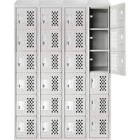 Anthony Steel Mfg. CLL4-121872-ST-PERF_A12 Assembled Clean Line Perforated Economy Lockers, 6 -tier, Bank of 4, 18" x 72" x 12", Steel