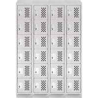 Anthony Steel Mfg. CLL4-121872RBST-PERFA12 Assembled Clean Line Perforated Economy Lockers, 6 -tier, Bank of 4, 18" x 72" x 12", Steel