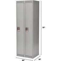 KLETON FL363 Lockers, Bank of 2, 24" x 18" x 72", Steel, Grey, Knocked Down