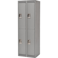 KLETON FN464 Lockers, 2 -tier, Bank of 2, 24" x 18" x 72", Steel, Grey, Rivet (Assembled)