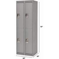 KLETON FN464 Lockers, 2 -tier, Bank of 2, 24" x 18" x 72", Steel, Grey, Rivet (Assembled)