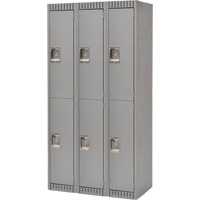 KLETON FL368 Lockers, 2 -tier, Bank of 3, 36" x 18" x 72", Steel, Grey, Knocked Down