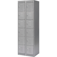 Lockers, 6 -tier, Bank of 2, 24" x 18" x 72", Steel, Grey, Knocked Down FL371 | TENAQUIP