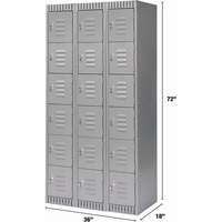 KLETON FL372 Lockers, 6 -tier, Bank of 3, 36" x 18" x 72", Steel, Grey, Knocked Down