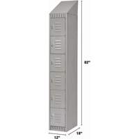 KLETON FL388 Lockers, 6 -tier, 12" x 18" x 82", Steel, Grey, Knocked Down
