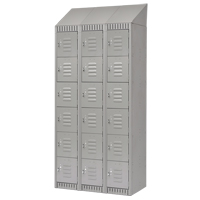 KLETON FL390 Lockers, 6 -tier, Bank of 3, 36" x 18" x 82", Steel, Grey, Knocked Down