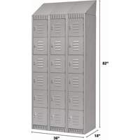 KLETON FL390 Lockers, 6 -tier, Bank of 3, 36" x 18" x 82", Steel, Grey, Knocked Down