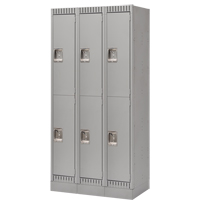 KLETON FN486 Assembled Lockers, 2 -tier, Bank of 3, 36" x 18" x 72", Steel, Grey, Rivet (Assembled)