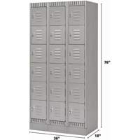 KLETON FL402 Casiers, 6 niveaux, Bloc de 3, 36" x 18" x 76", Acier, Gris, D&eacute;mont&eacute;