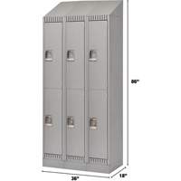 KLETON FL410 Lockers, 2 -tier, Bank of 3, 36" x 18" x 86", Steel, Grey, Knocked Down