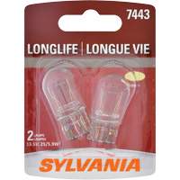 Sylvania 30121 7443 Long Life Mini Automotive Bulb, Incandescent, 25 W/5.9 W, White