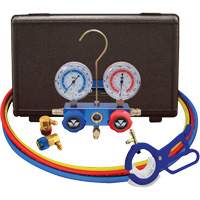 Mastercool 89660-PRO5 Automotive R134A 2-Way Manifold Gauge Set with 3-In-1 Side Mount Can Tap Valve