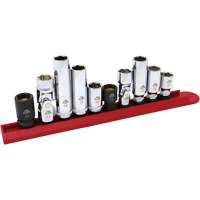 CTA Tools 6540 Jeu de douilles chrom&eacute;es avec rail, 10 Morceaux, Prise de 1/4"/3/8"