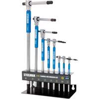 Steelman 42600 Sliding T-Handle Hex Key Set with Free-Spinning Grip Sleeves, 8 Pcs., Metric