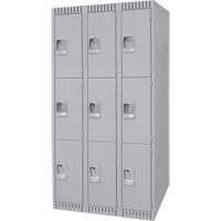 KLETON FN474 Lockers, 3 -tier, Bank of 3, 36" x 18" x 72", Steel, Grey, Knocked Down