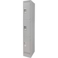 KLETON FN667 Lockers, 3 -tier, 12" x 18" x 76", Steel, Grey, Knocked Down