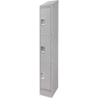 KLETON FN670 Lockers, 3 -tier, 12" x 18" x 86", Steel, Grey, Knocked Down