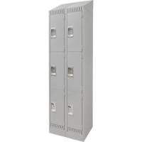 KLETON FN671 Casiers, 3 niveaux, Bloc de 2, 24" x 18" x 86", Acier, Gris, D&eacute;mont&eacute;