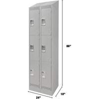 KLETON FN671 Casiers, 3 niveaux, Bloc de 2, 24" x 18" x 86", Acier, Gris, D&eacute;mont&eacute;