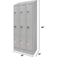 KLETON FN672 Lockers, 3 -tier, Bank of 3, 36" x 18" x 86", Steel, Grey, Knocked Down