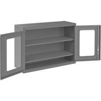 Durham Manufacturing 072CV-95 Wall-Mountable Storage Cabinet with Clearview Doors, 26-15/16" H x 35-7/8" W x 13-11/16" D, 2 Shelves, Steel, Grey