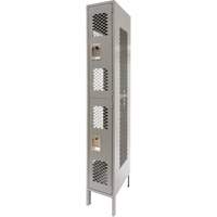 KLETON FN821 Vented Lockers, 2 -tier, 12" x 18" x 78", Steel, Grey, Knocked Down, Perforated