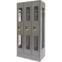 KLETON FN850 Vented Lockers, Bank of 3, 36" x 18" x 78", Steel, Grey, Knocked Down, Perforated