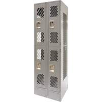 KLETON FN852 Casiers ventil&eacute;s, 2 niveaux, Bloc de 2, 24" x 18" x 78", Acier, Gris, D&eacute;mont&eacute;, Perfor&eacute;