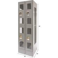 KLETON FN852 Casiers ventil&eacute;s, 2 niveaux, Bloc de 2, 24" x 18" x 78", Acier, Gris, D&eacute;mont&eacute;, Perfor&eacute;